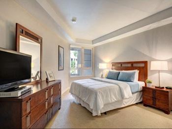 Wall to Wall Carpeting in Bedroom At 5550 Wilshire at Miracle Mile by Windsor, Los Angeles, CA, 90036 